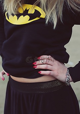 蝙蝠侠,女衬衫,黑
