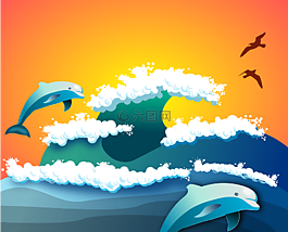 海豚,海鷗,mar
