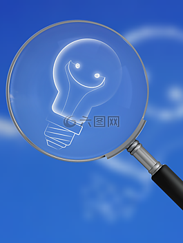 主意,燈泡,放大鏡
