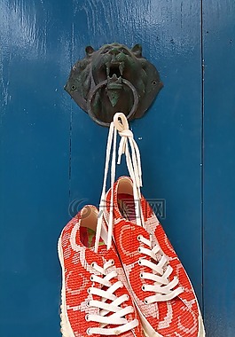 鞋,休閑,橙色