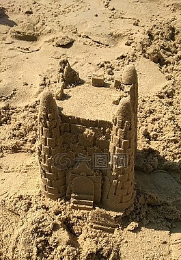 sandcastle,沙,海滩
