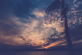 日落,黃昏,天空