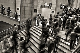 人,擁擠,步驟