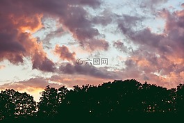 粉红色,天空,云