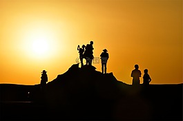 日落,黃昏,人