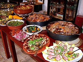 自助餐,吃,板