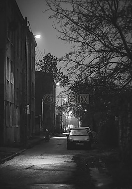 街,車,bw