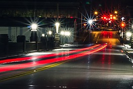 光条纹,桥,夜