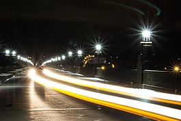 光条纹,桥,夜