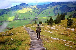 徒步旅行,人,瑞士阿爾卑斯山