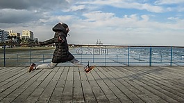 女孩,播放,跳