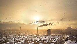 日落,天空,工業(yè)