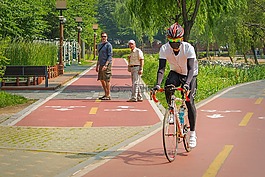 騎自行車,城市公園,韓國(guó)