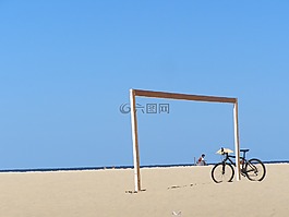 自行車,海灘,沙