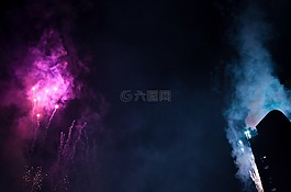 烟花,红色,蓝色