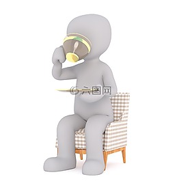 白人男性,3d模型,孤立