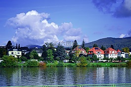 鎮(zhèn),河,房子