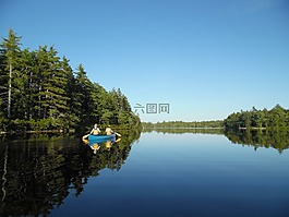 独木舟,木屋,湖
