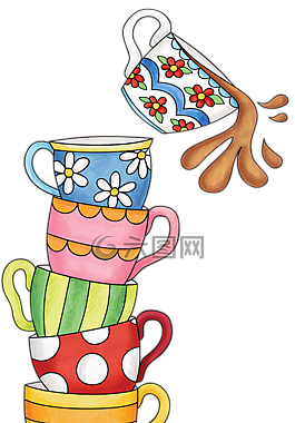 杯,茶,水彩