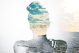 成人,后視圖,女孩