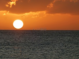 日落,太陽,橙色