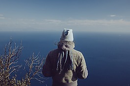 男子,站在,看