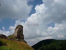 城堡,廢墟,城堡lichnice