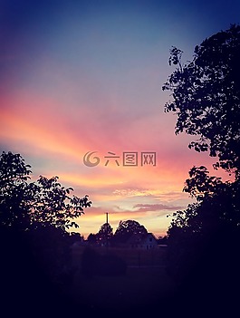 西,日落,夏天