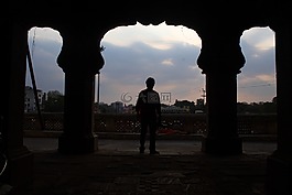 晚上,河,日落