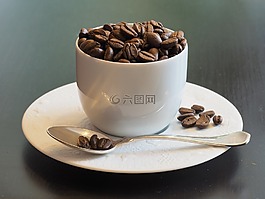 咖啡杯,咖啡豆,靜物