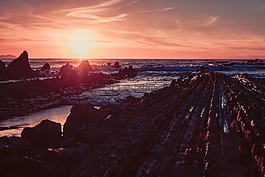 日落,西班牙,海
