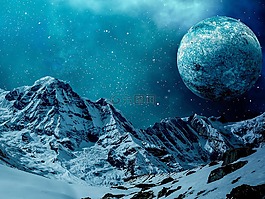 雪,山,冬天