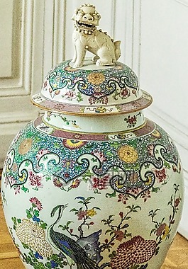 花瓶,孔雀,獅子
