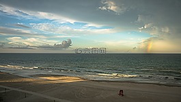 海灘,日落,彩虹