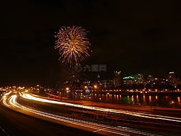 波特蘭,煙花爆竹,夜