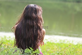 女孩,池,水