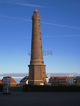 borkum,燈塔,藍(lán)藍(lán)的天空
