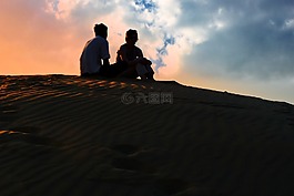 日落,剪影,天空