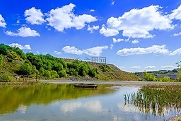 景觀,天空,湖