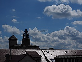 教會,天空,背光