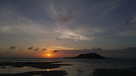 日落,海,济州岛