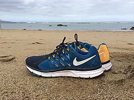 鞋,運行,海灘