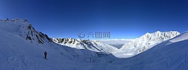 冬天,山,全景圖