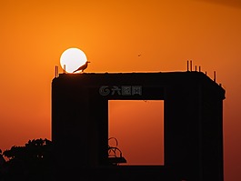 日落,橙色,天空