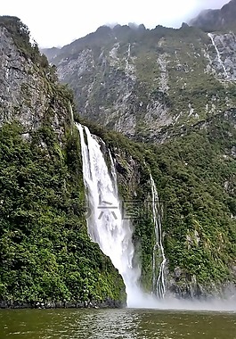 瀑布,峡湾,岩石