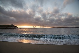 日落,海洋,海