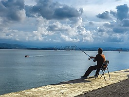 捕魚,海,山