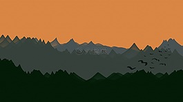 日落,景觀,地平線