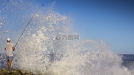 捕魚,驚,巨浪