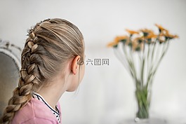 女孩,尋找,花束